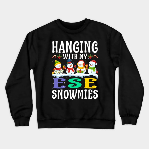 Hanging With My Ese Snowmies Teacher Christmas Crewneck Sweatshirt by intelus